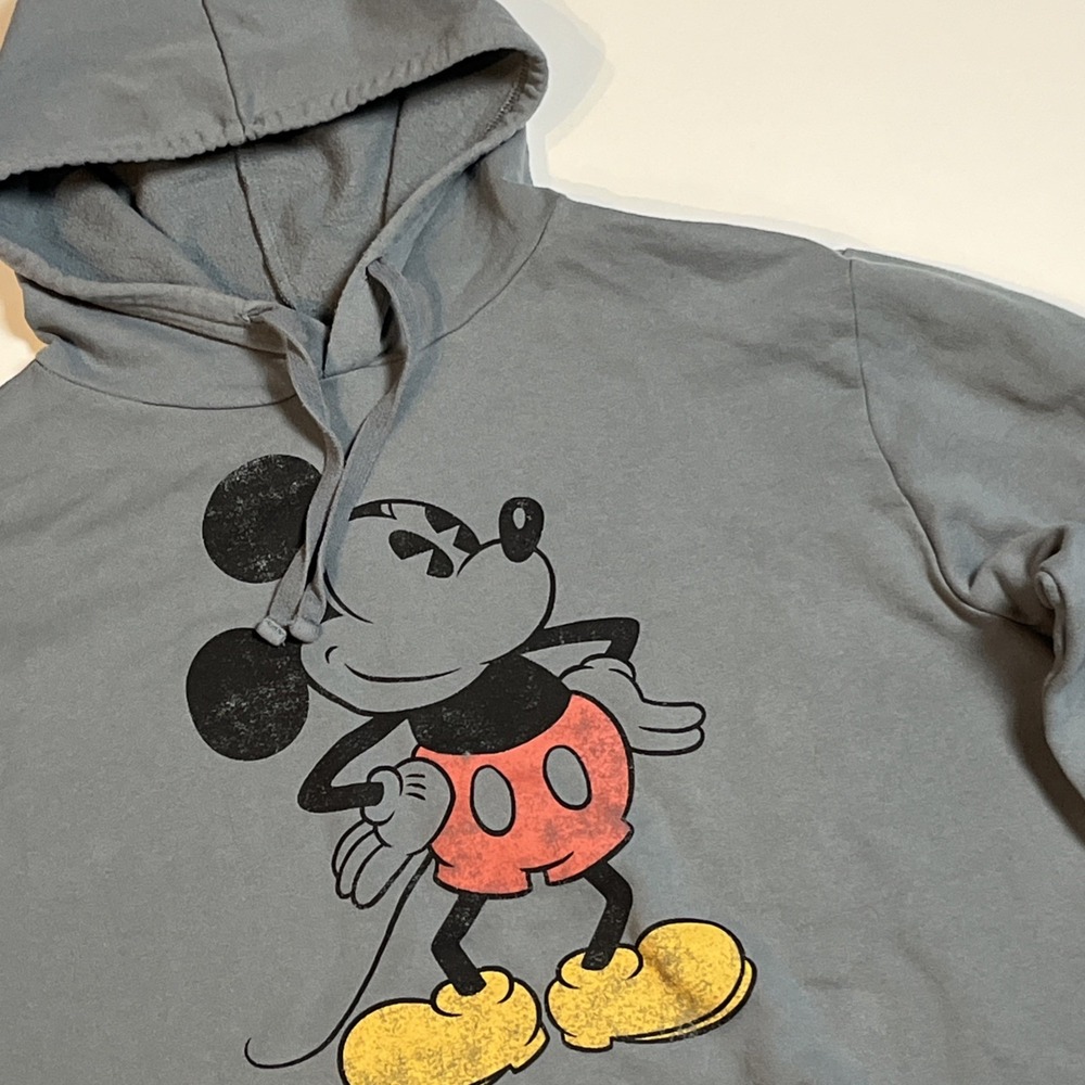 Disney Mickey Mouse Hoodie Size XL Slate Blue Retro Mickey Graphic Sweatshirt